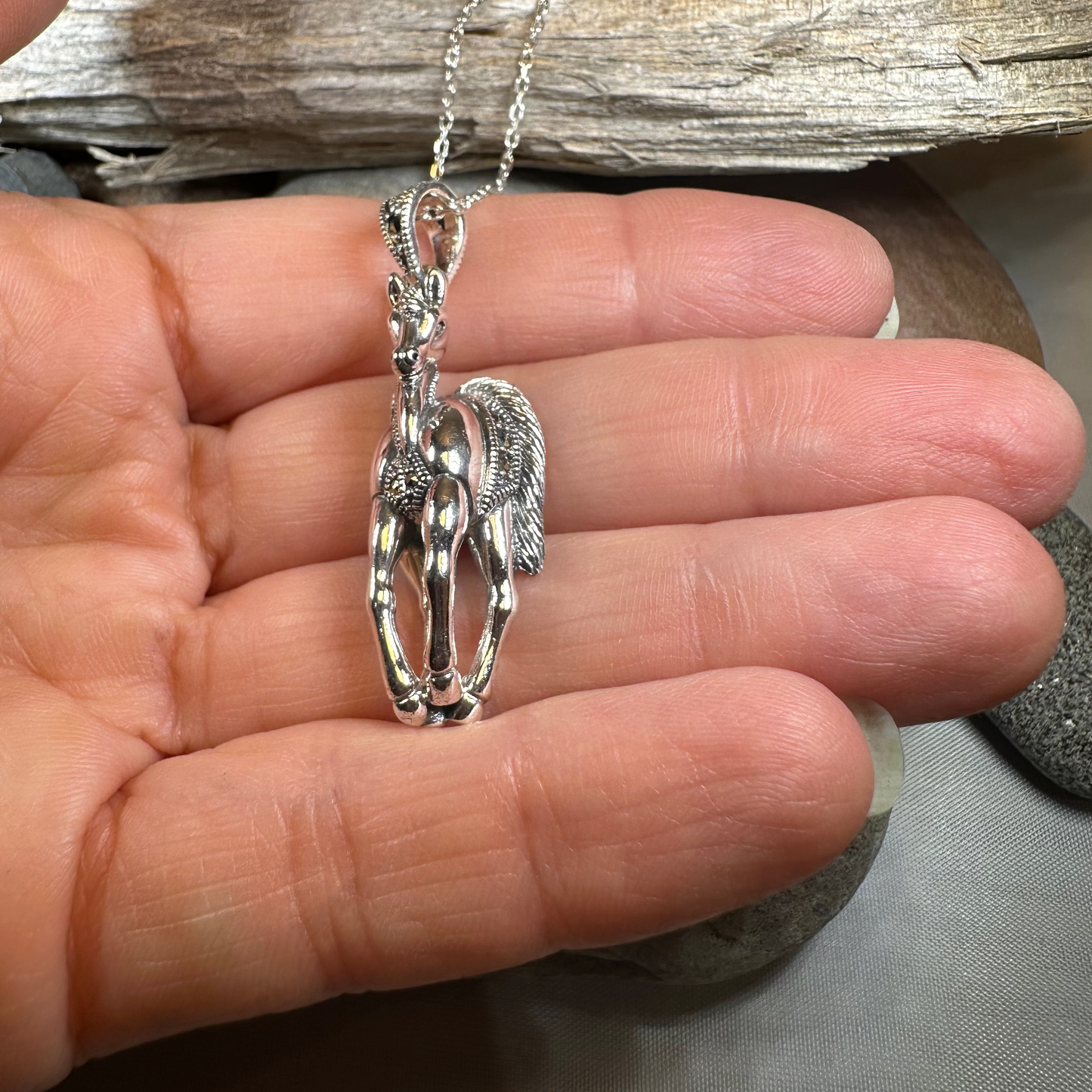Wildfire Marcasite Horse Necklace — view 6