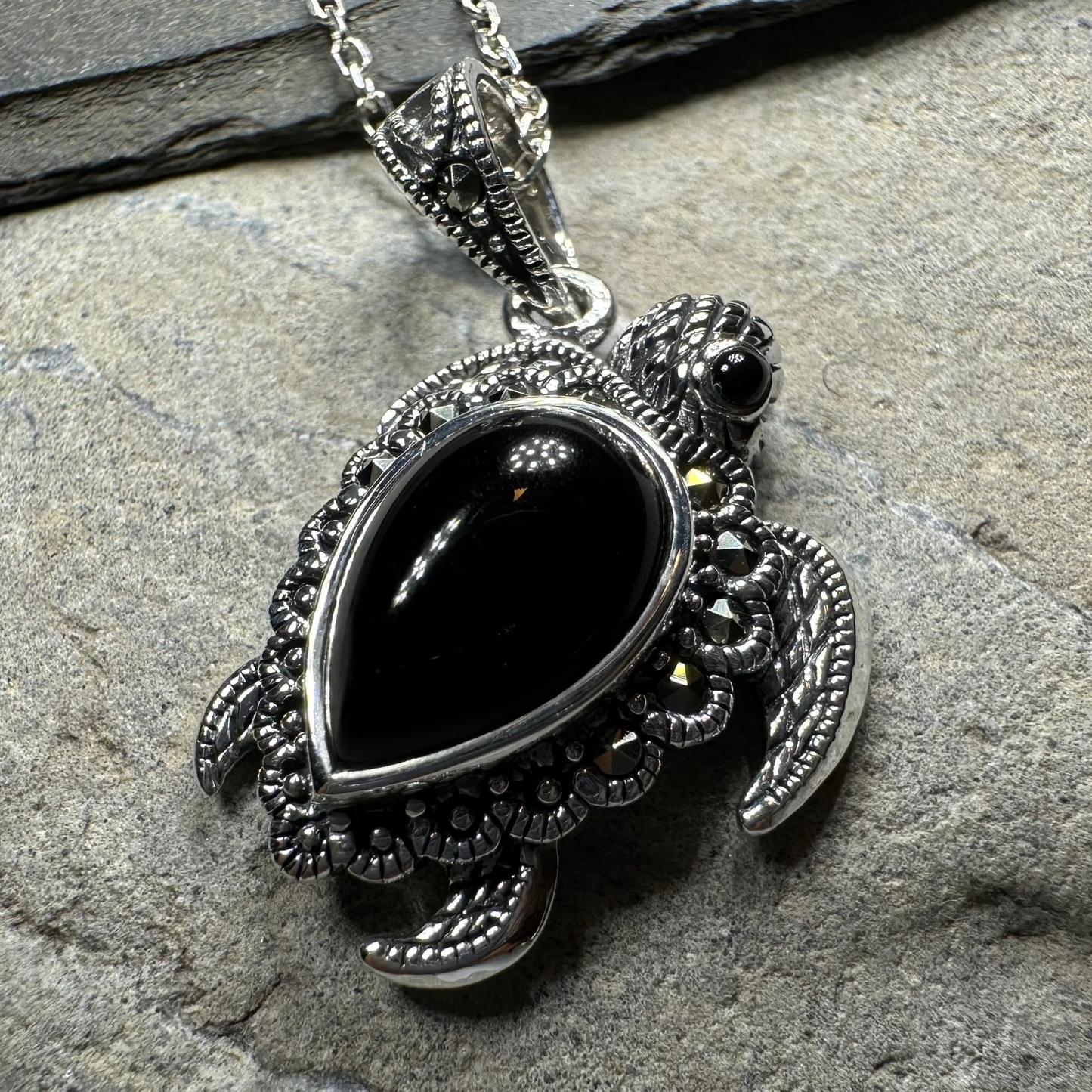 Aryn Onyx Turtle Necklace