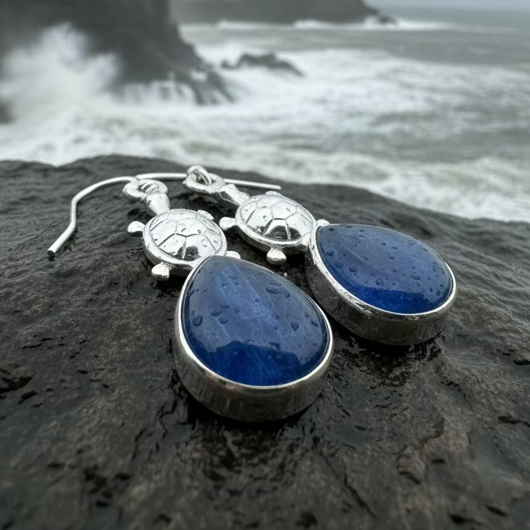 Friendly Turtle Earrings in sterling silver