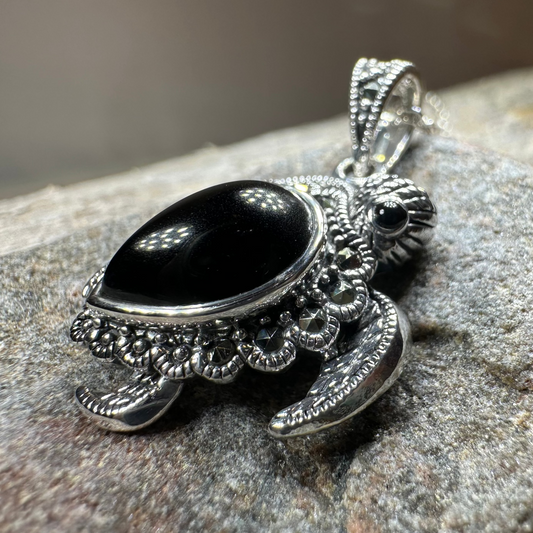 Aryn Onyx Turtle Necklace
