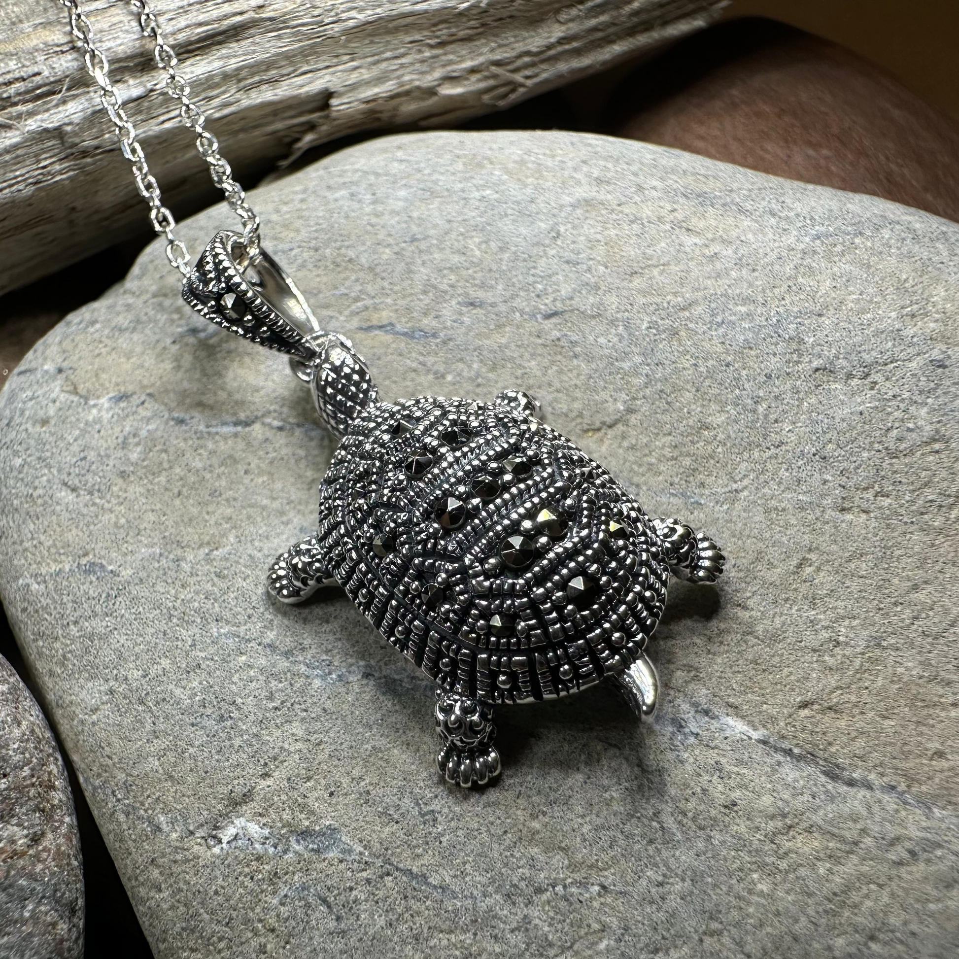 Esme Marcasite Turtle Necklace — view 3