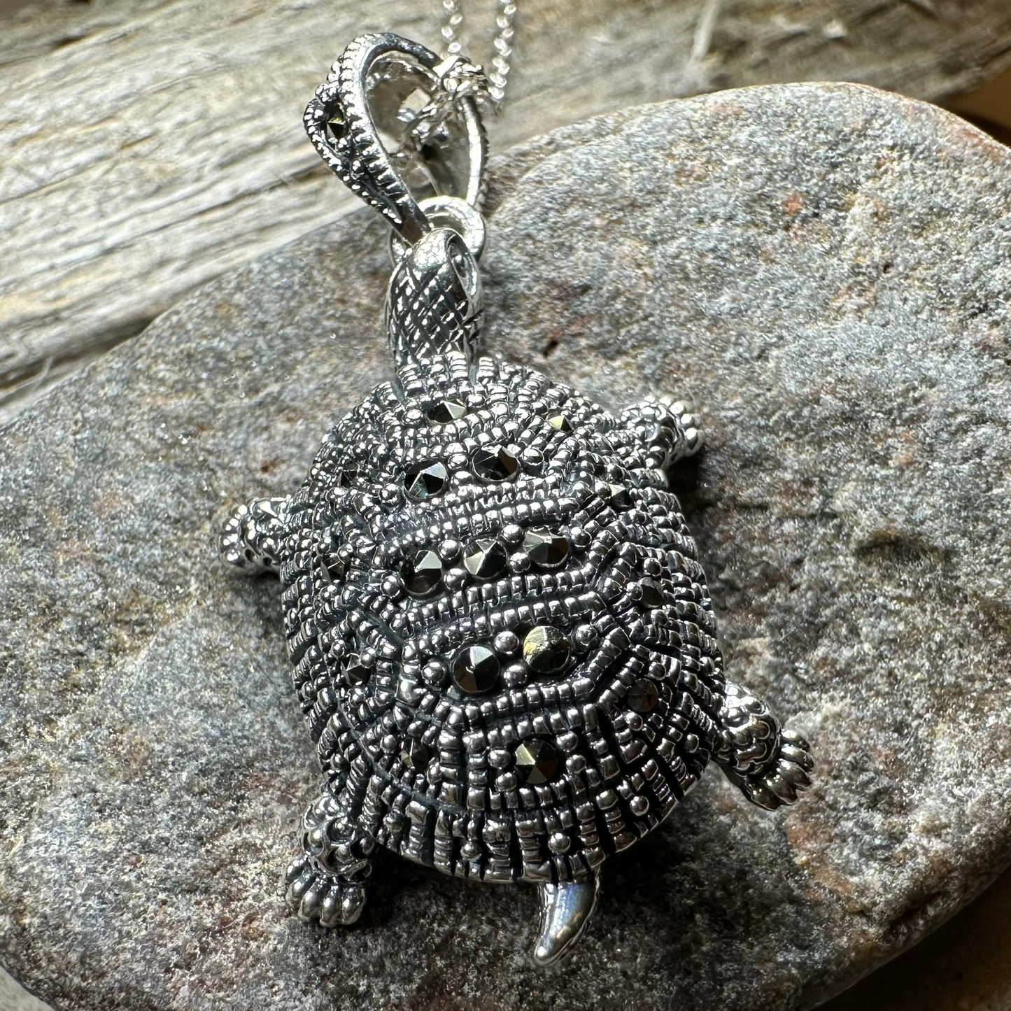 Esme Marcasite Turtle Necklace — view 7