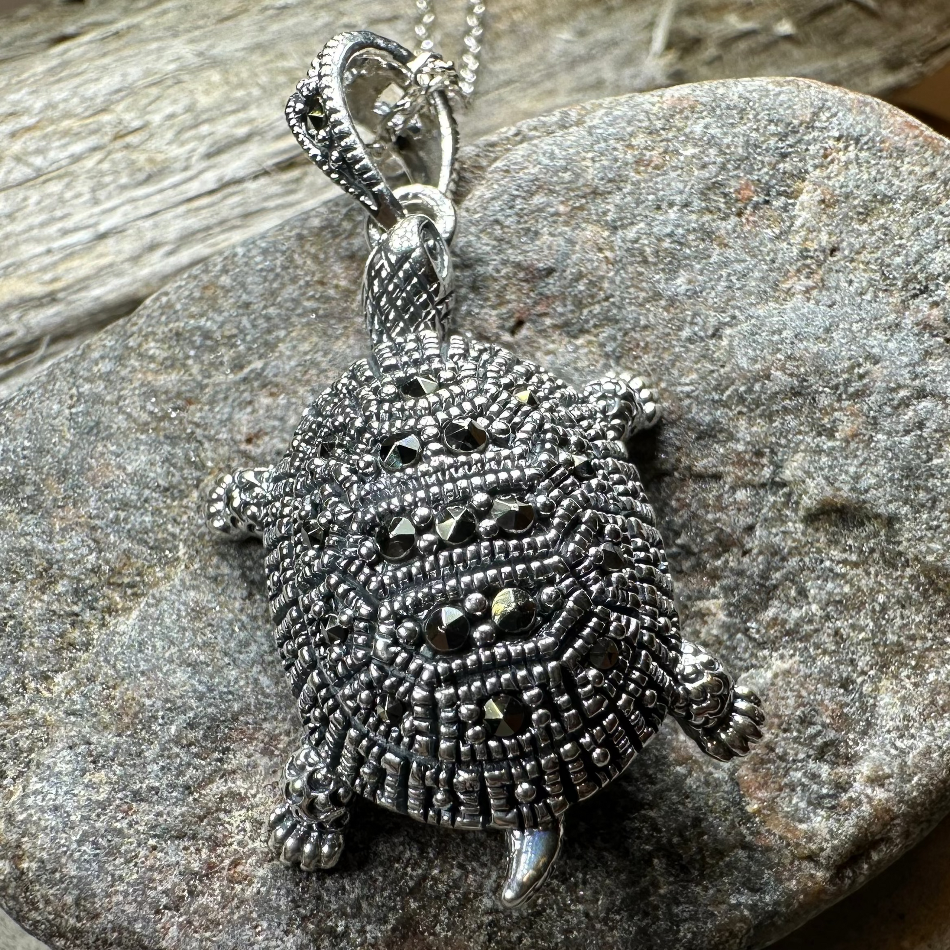 Esme Marcasite Turtle Necklace — view 7