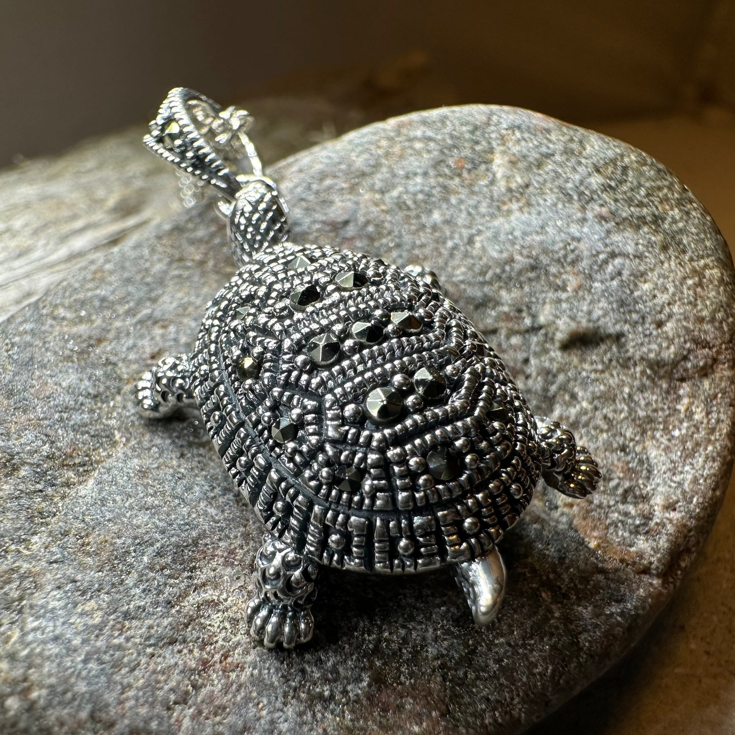 Esme Marcasite Turtle Necklace — view 6