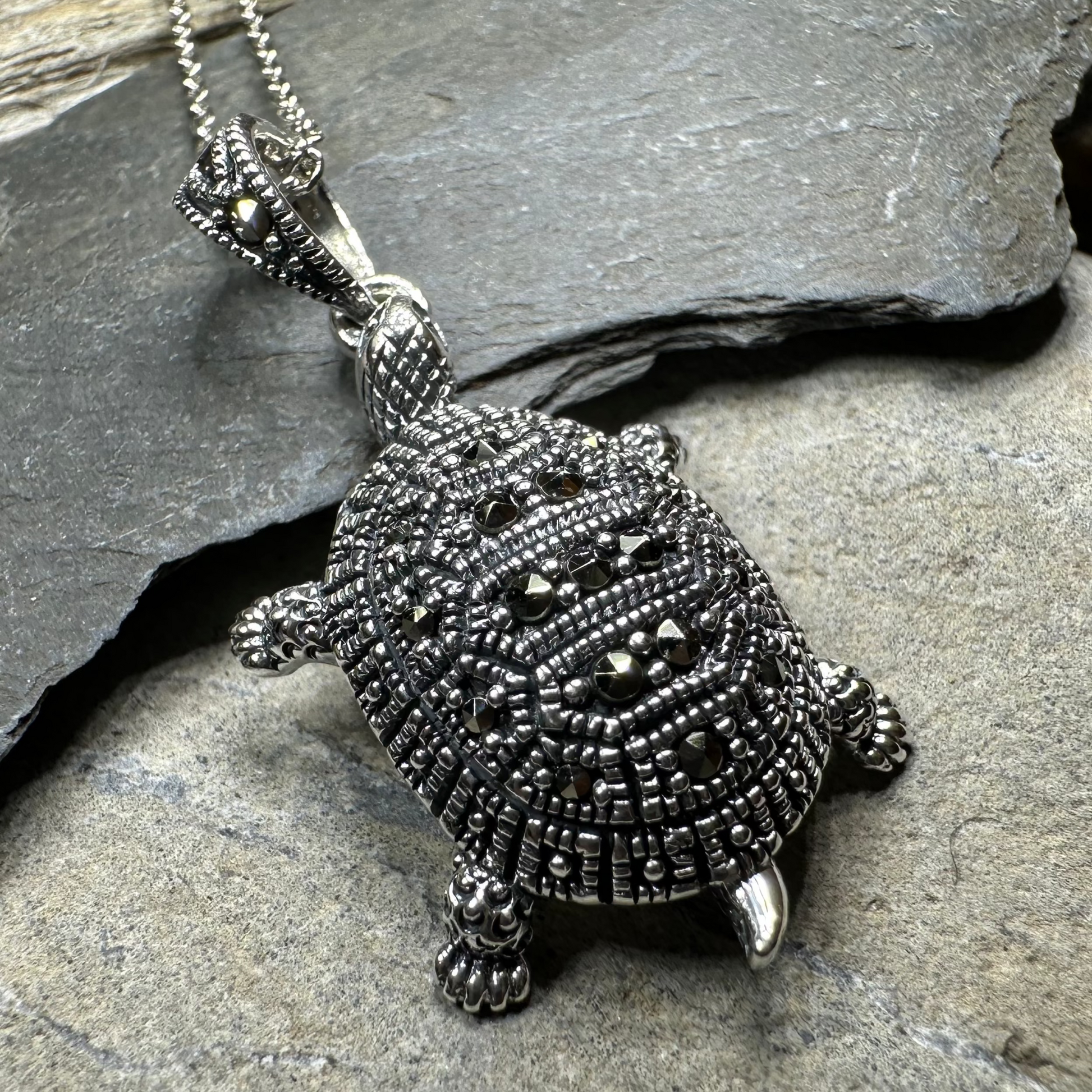 Esme Marcasite Turtle Necklace — view 8