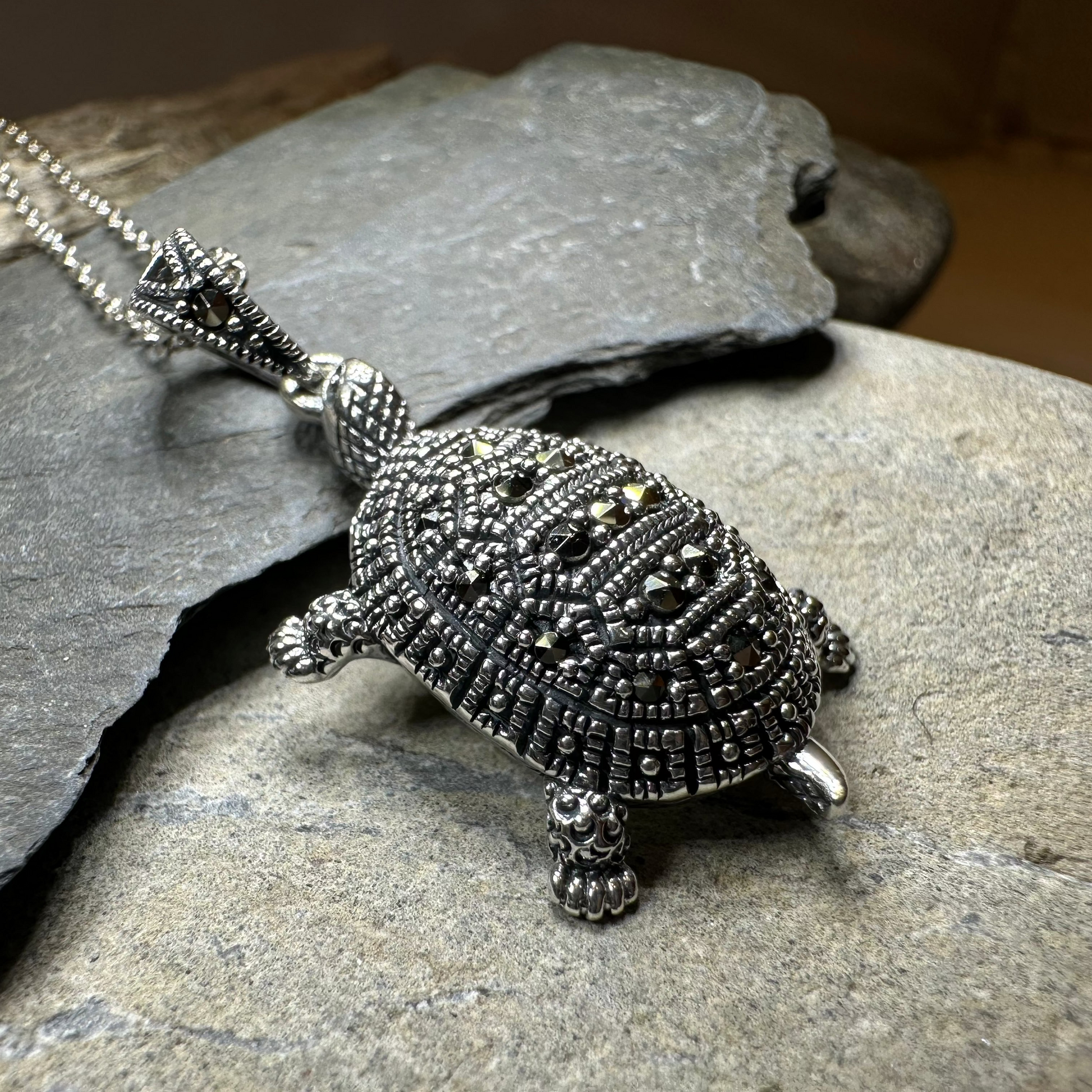 Esme Marcasite Turtle Necklace — view 5