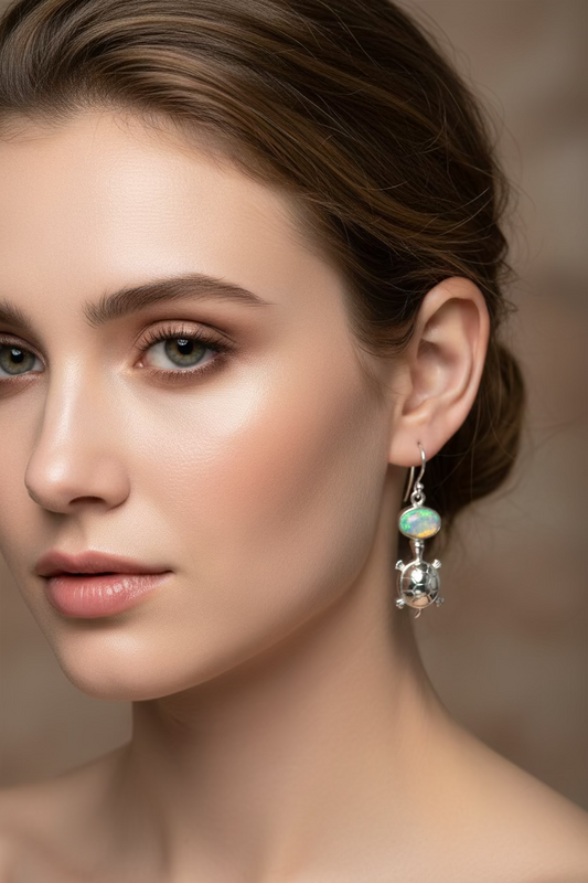 Turtle Opal Earrings — view 2