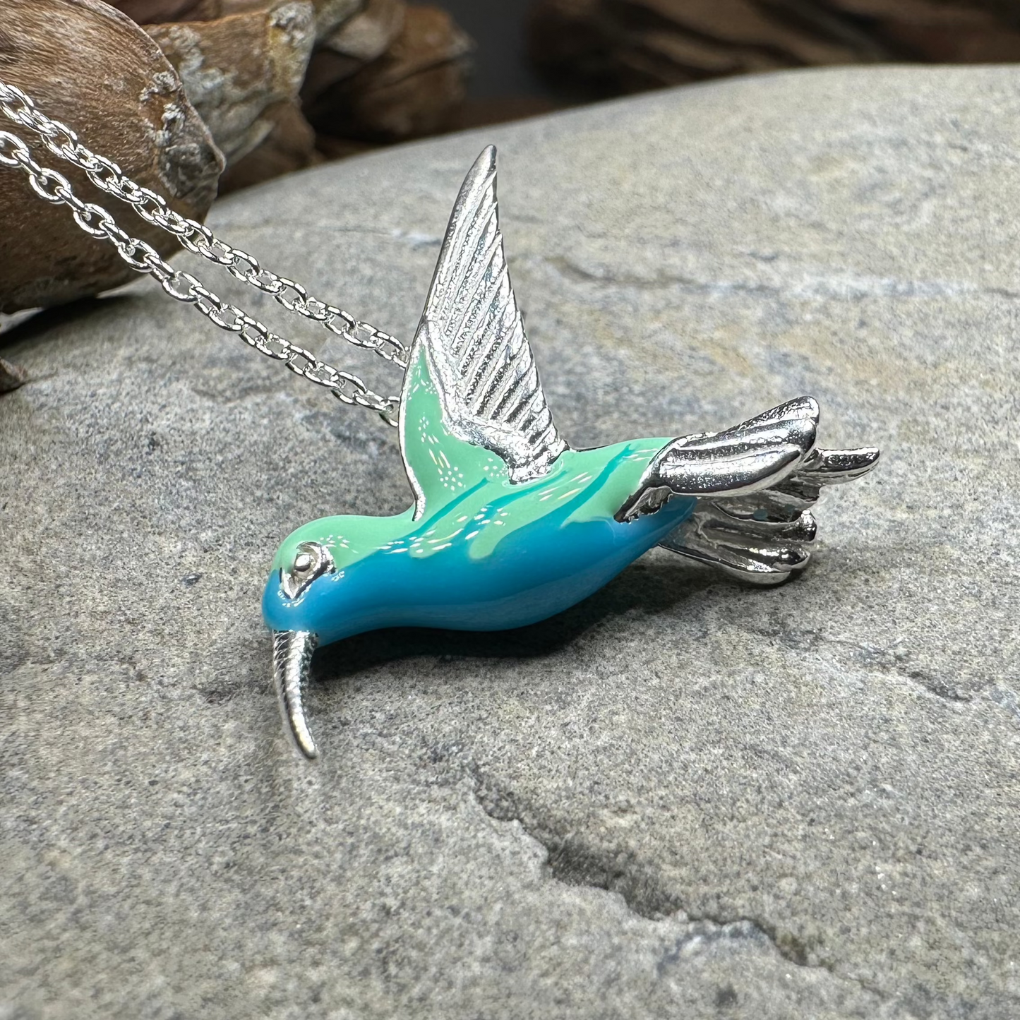 Colibrì Hummingbird Necklace in Sterling Silver