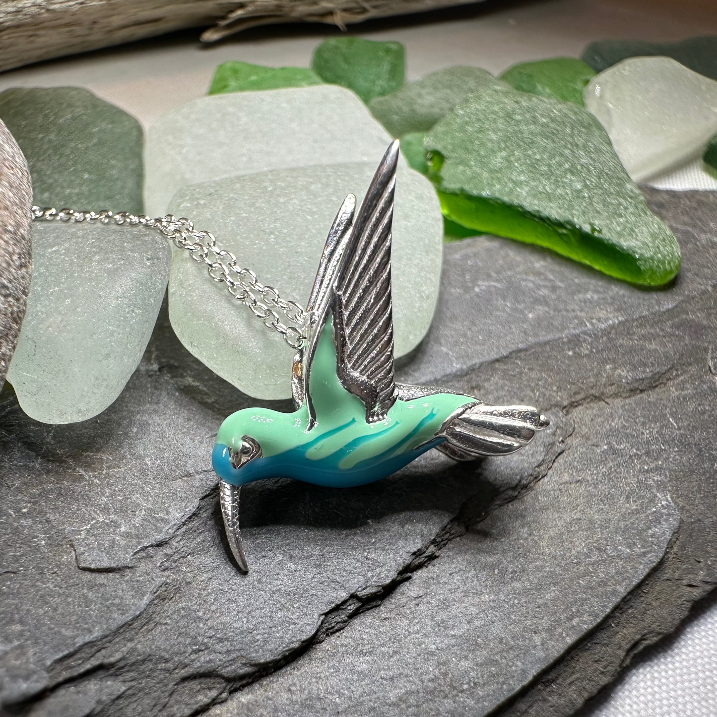 Colibrì Hummingbird Necklace in Sterling Silver