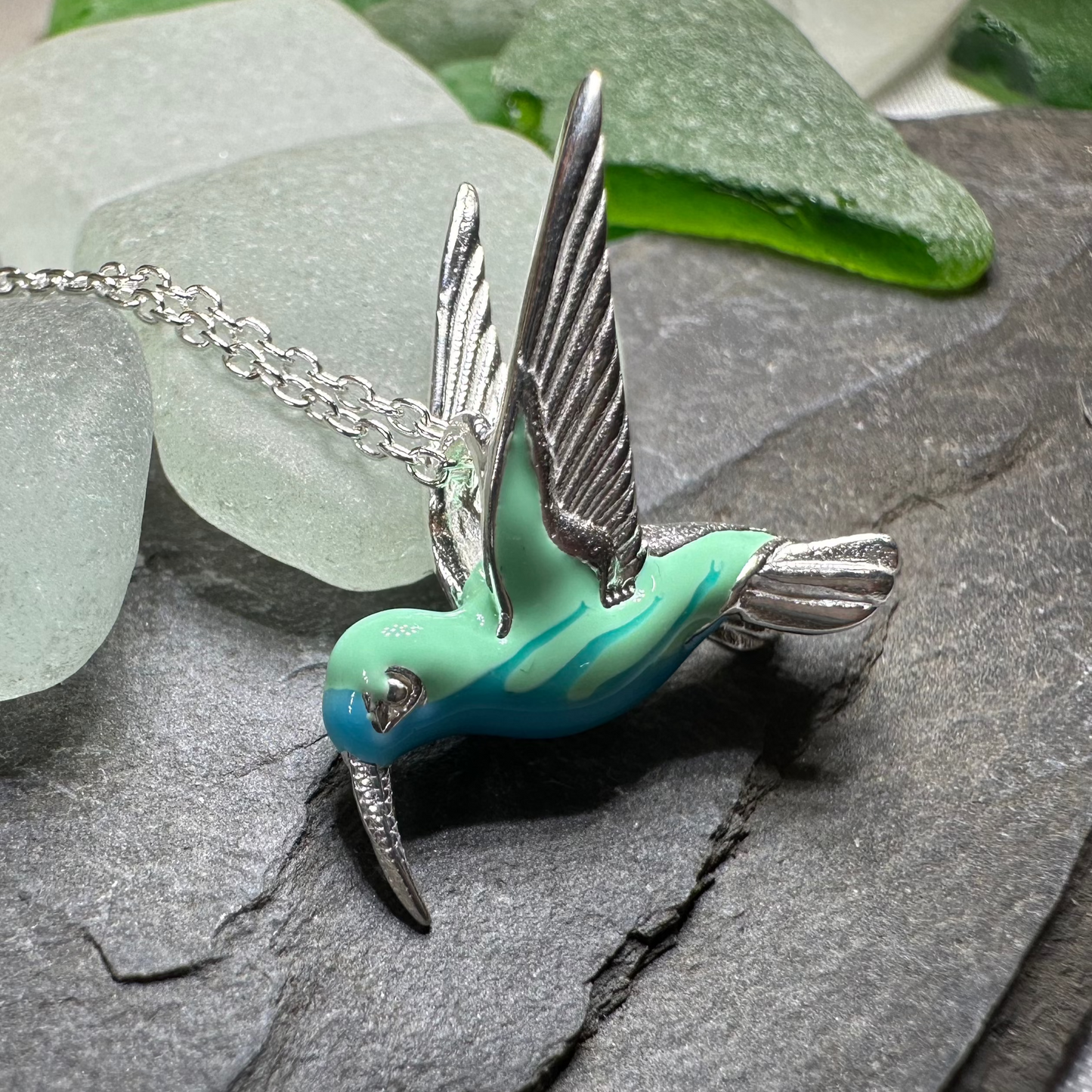 Colibrì Hummingbird Necklace in Sterling Silver