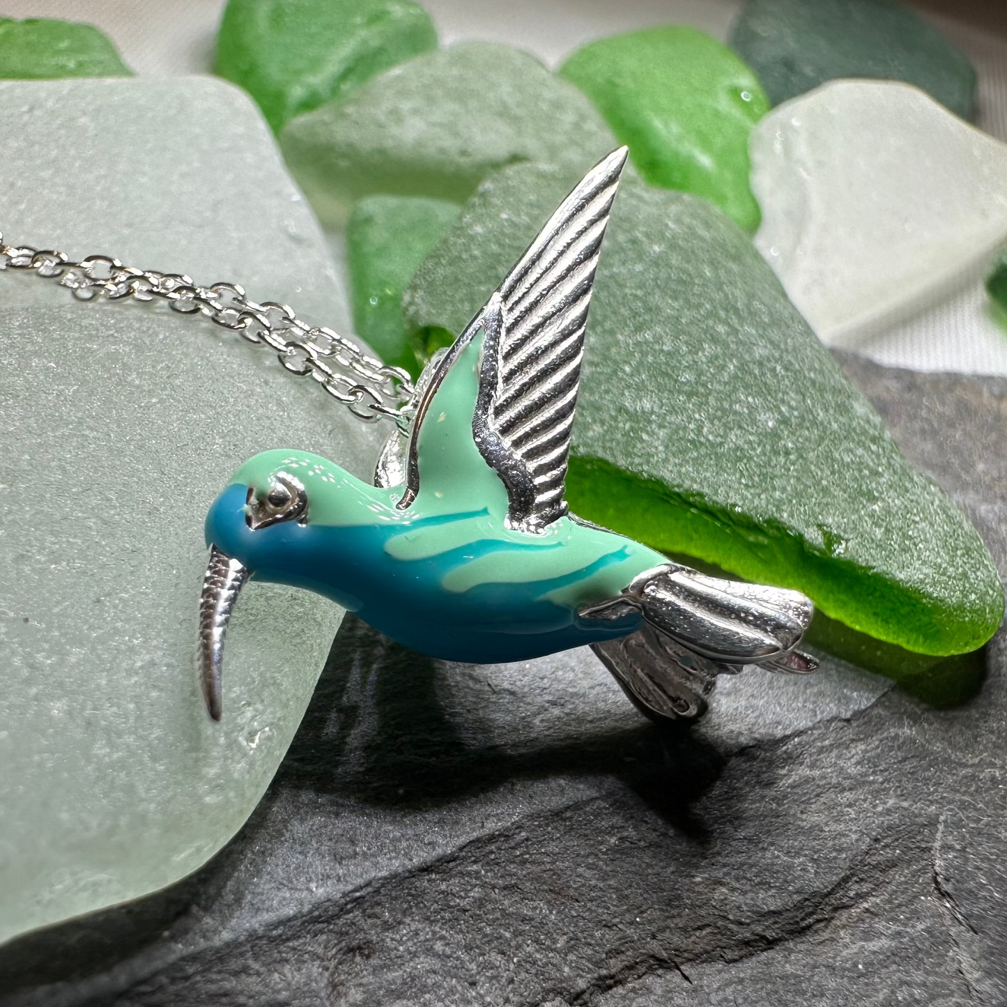Colibrì Hummingbird Necklace in Sterling Silver