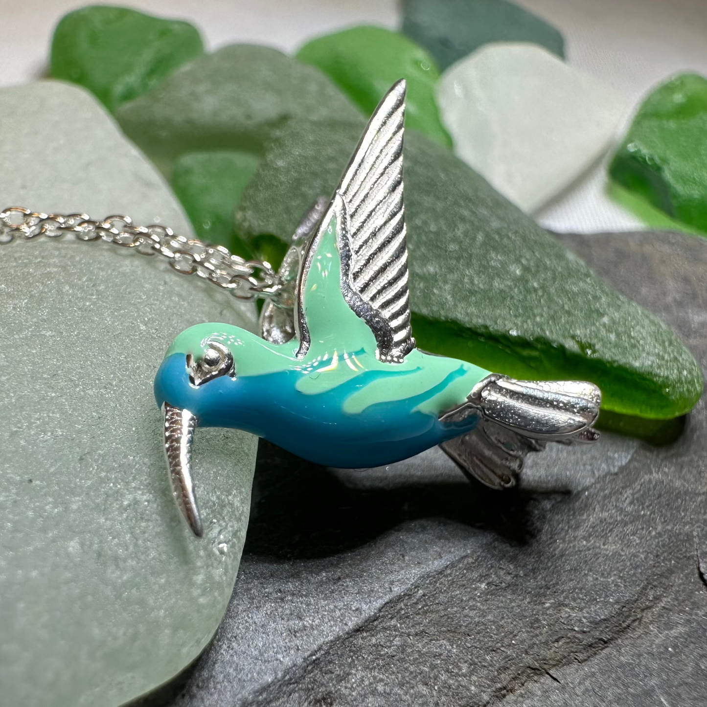 Colibrì Hummingbird Necklace in Sterling Silver