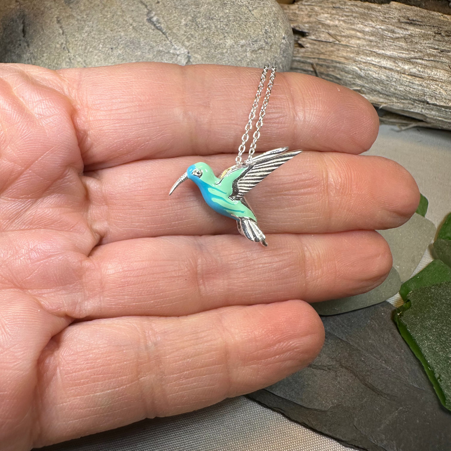 Colibrì Hummingbird Necklace in Sterling Silver