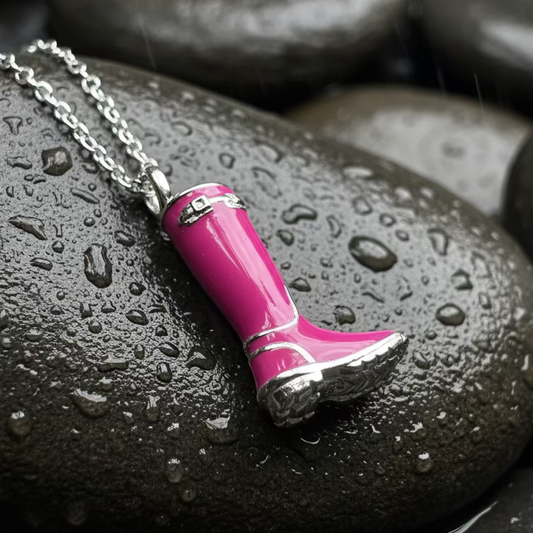 Rainy Day Wellies Boot Necklace in Sterling Silver