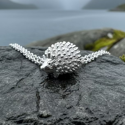 Realistic Hedgehog Necklace in Sterling Silver