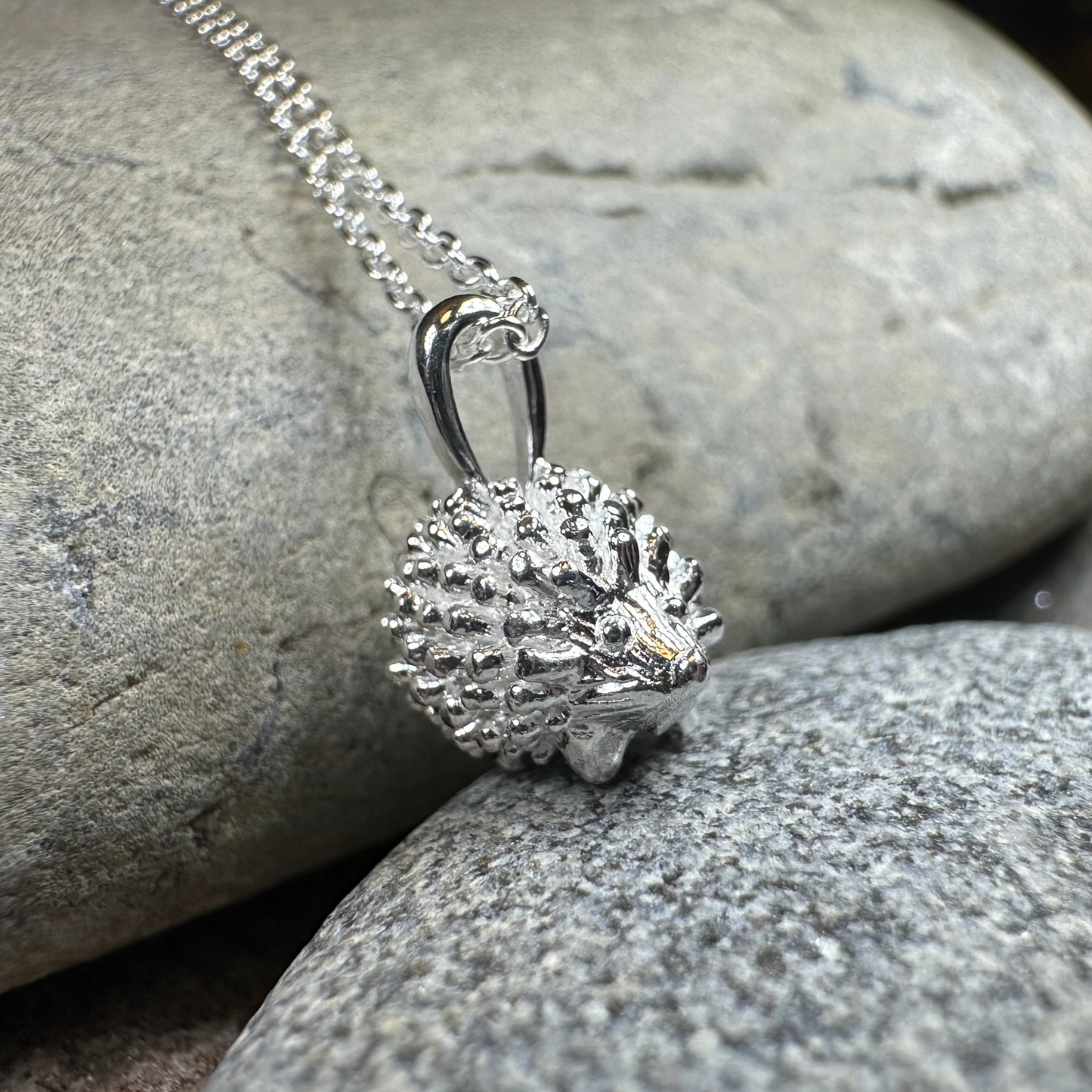 Realistic Hedgehog Necklace in Sterling Silver