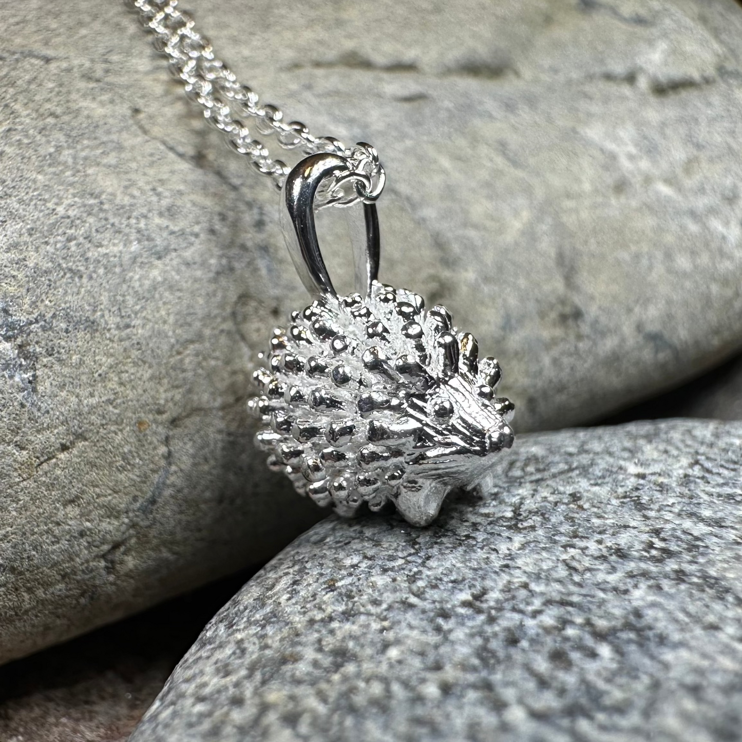 Realistic Hedgehog Necklace in Sterling Silver