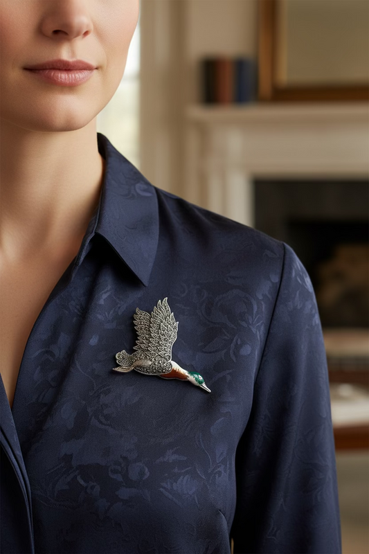 Mallard Duck Marcasite Brooch — view 3