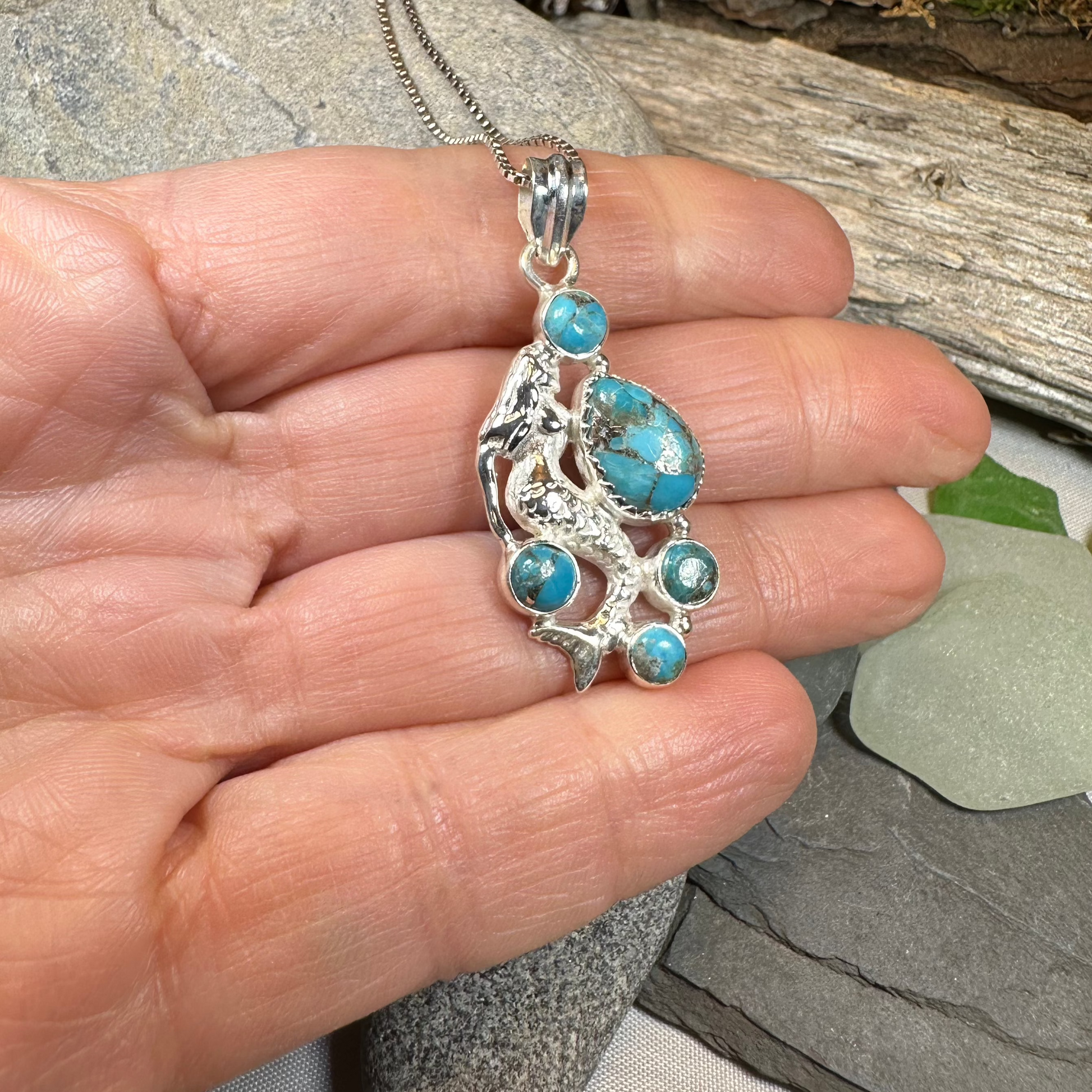 Ilayda Mermaid Turquoise Necklace — view 4