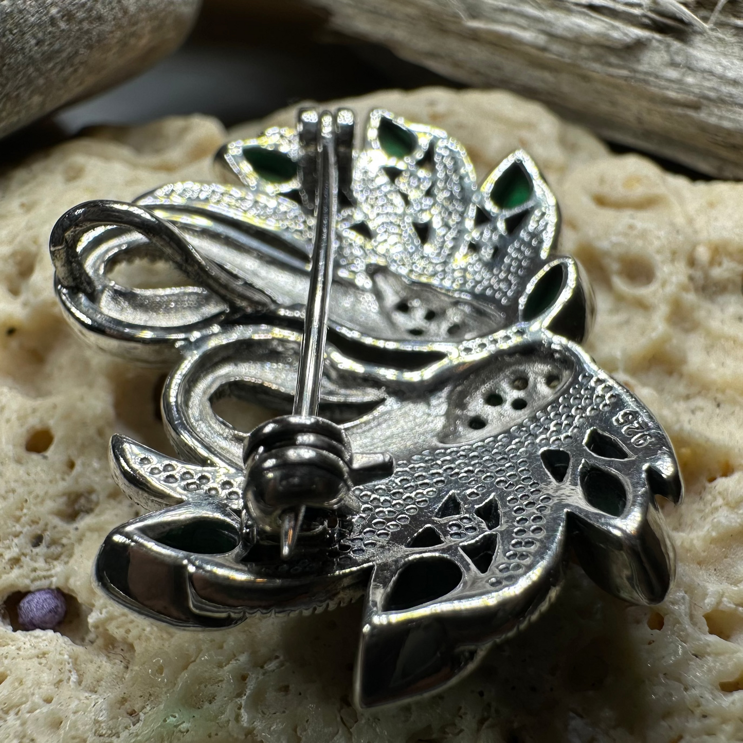 Children of Lir Marcasite Swan Brooch in Sterling Silver