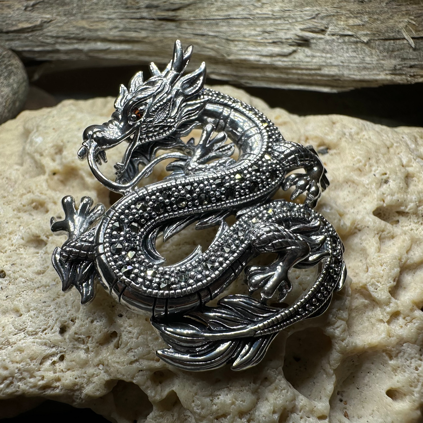 Dagahra Marcasite Dragon Brooch