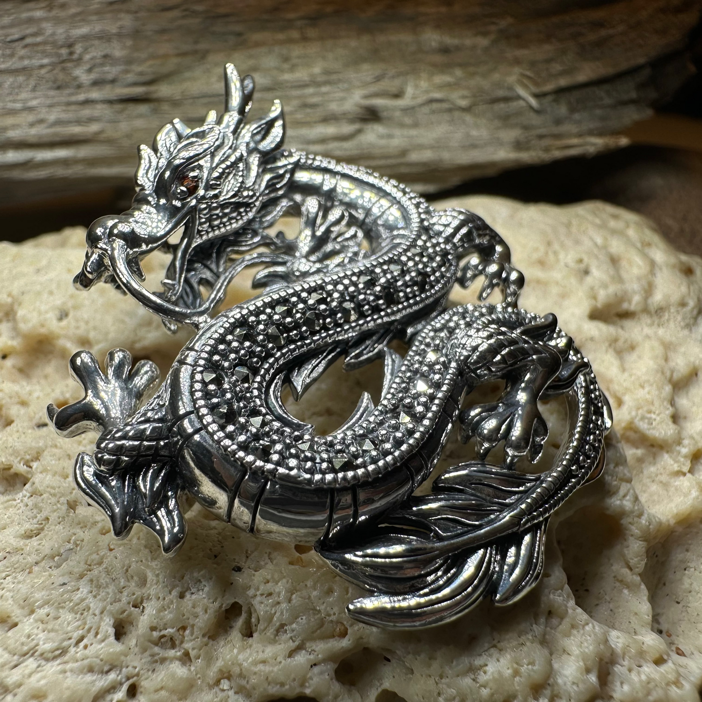 Dagahra Marcasite Dragon Brooch