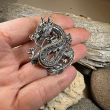 Load image into Gallery viewer, Dagahra Marcasite Dragon Brooch
