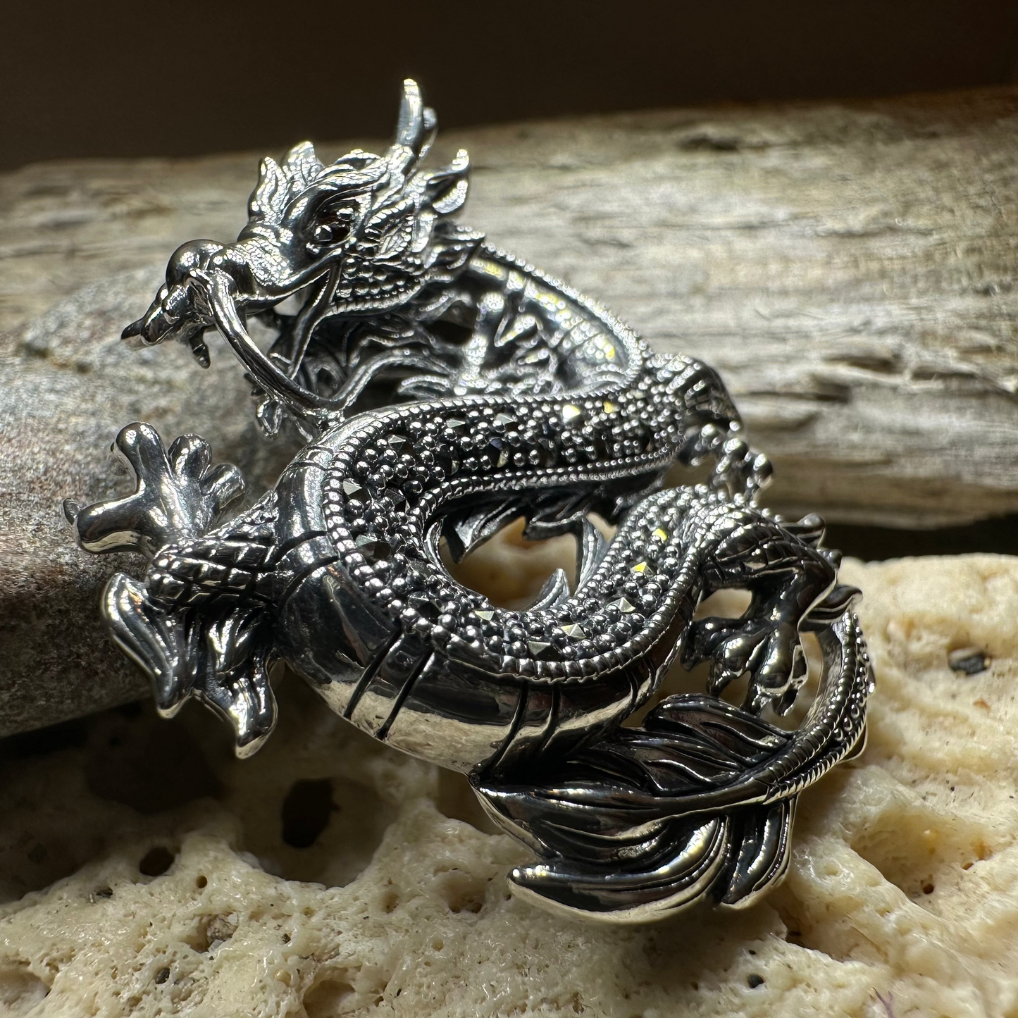 Dagahra Marcasite Dragon Brooch