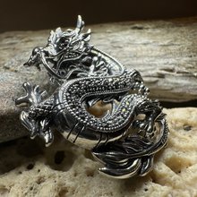 Load image into Gallery viewer, Dagahra Marcasite Dragon Brooch
