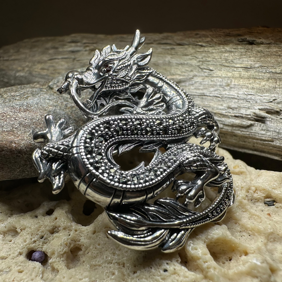 Dagahra Marcasite Dragon Brooch