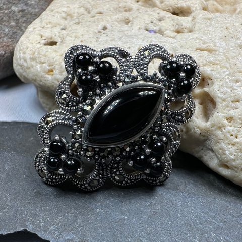 Load image into Gallery viewer, Cybele Celtic Marcasite Brooch
