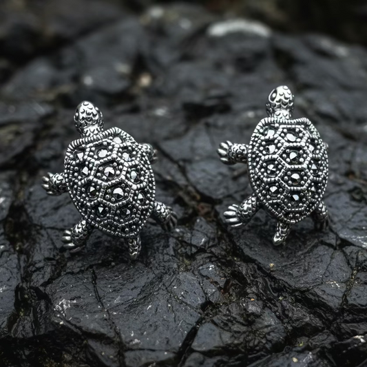 Marcasite Turtle Post Earrings