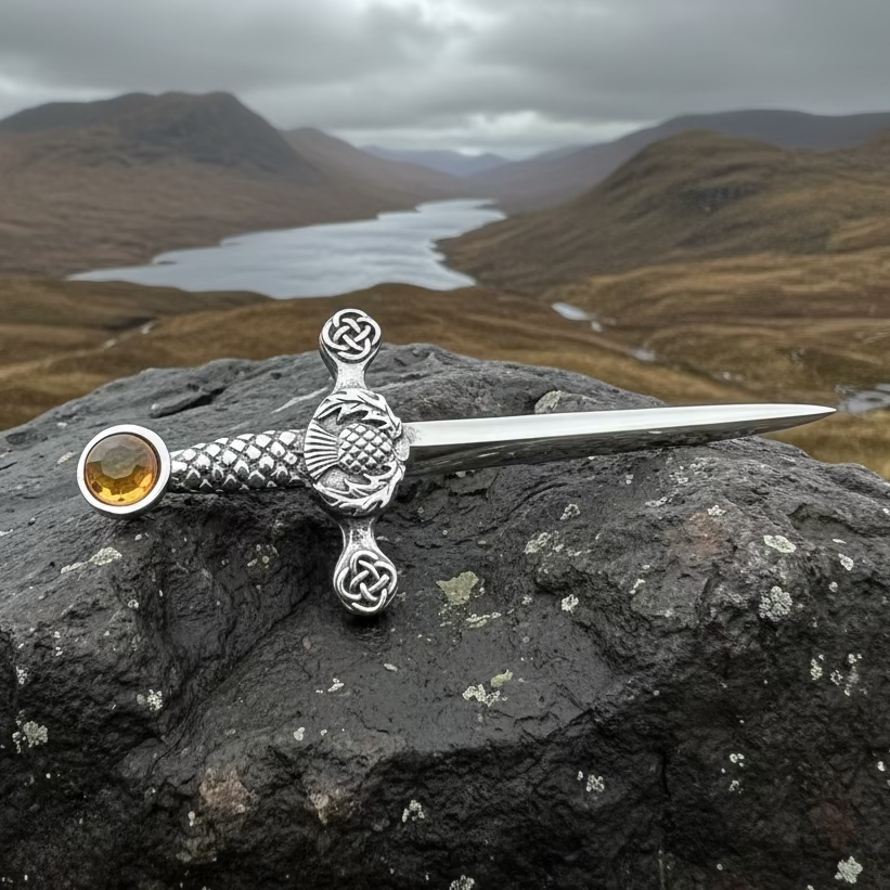 Alexander Scottish Thistle Kilt Pin in gold