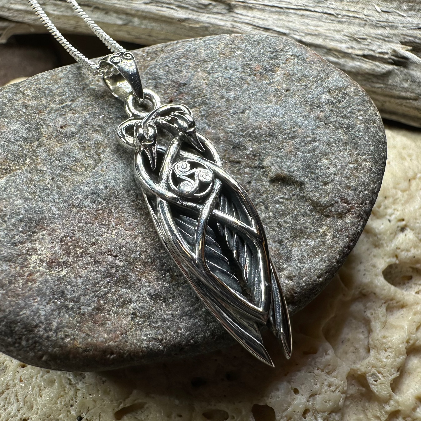 Art Deco Children of Lir Swan Necklace in Sterling Silver — view 10