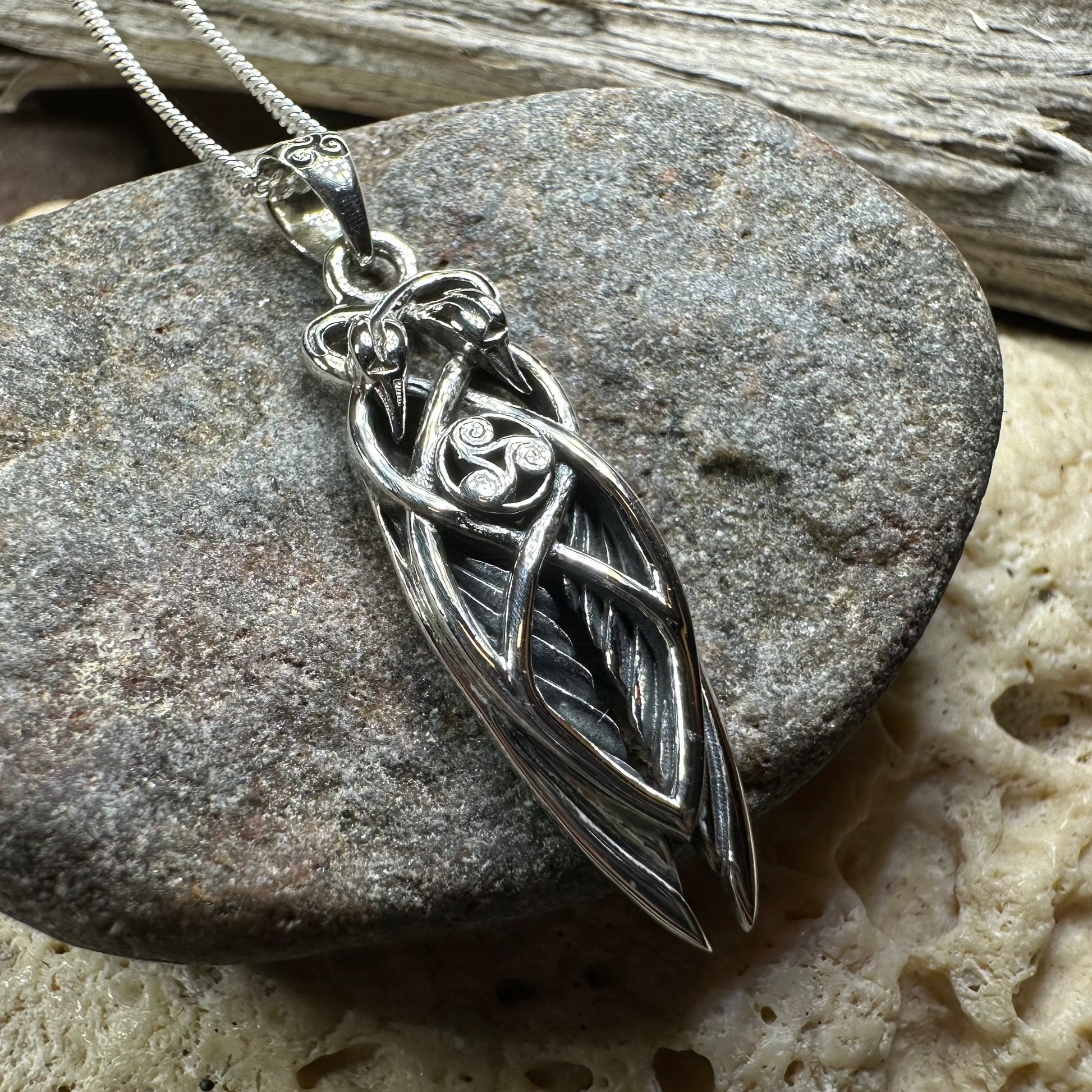 Art Deco Children of Lir Swan Necklace in Sterling Silver — view 10