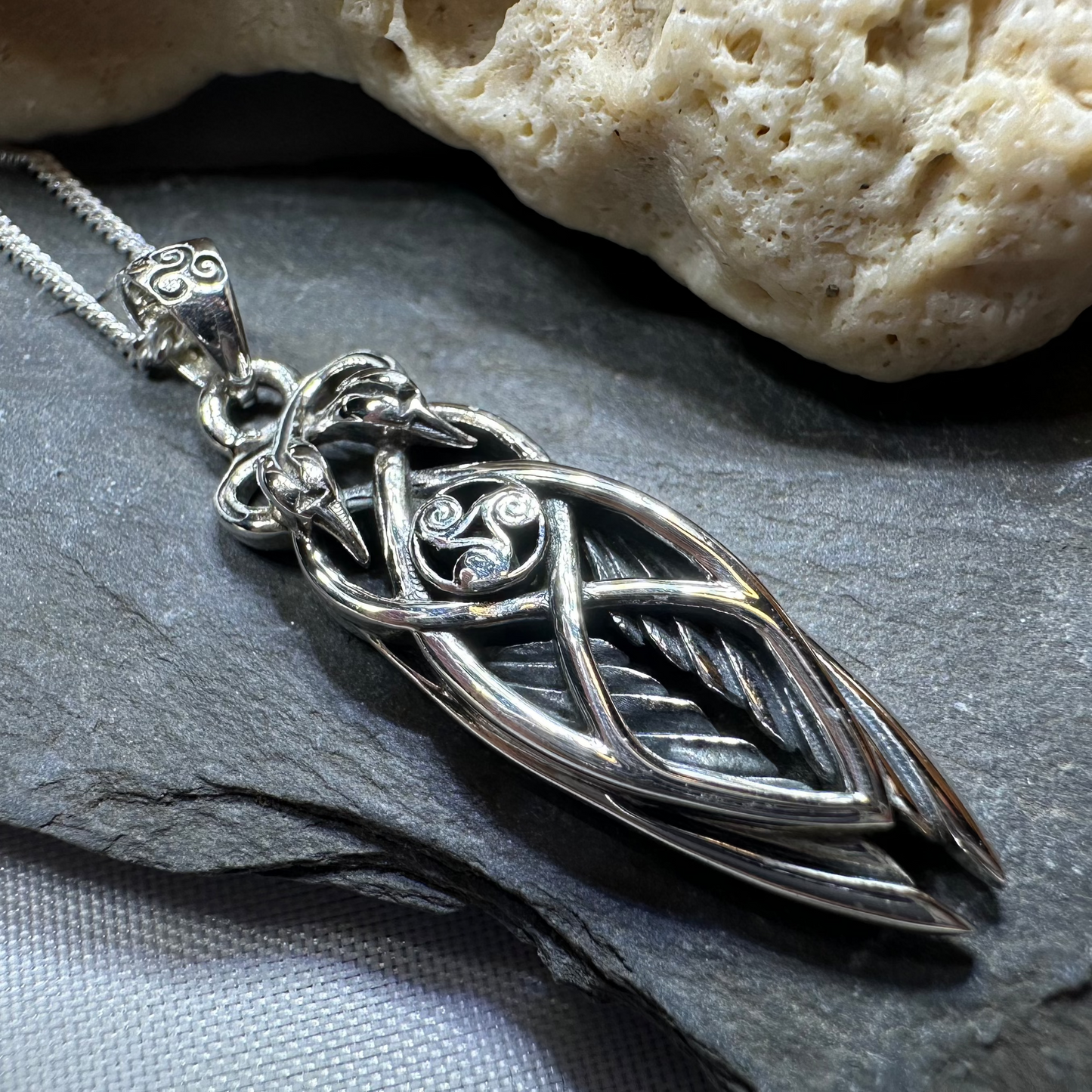 Art Deco Children of Lir Swan Necklace in Sterling Silver — view 5