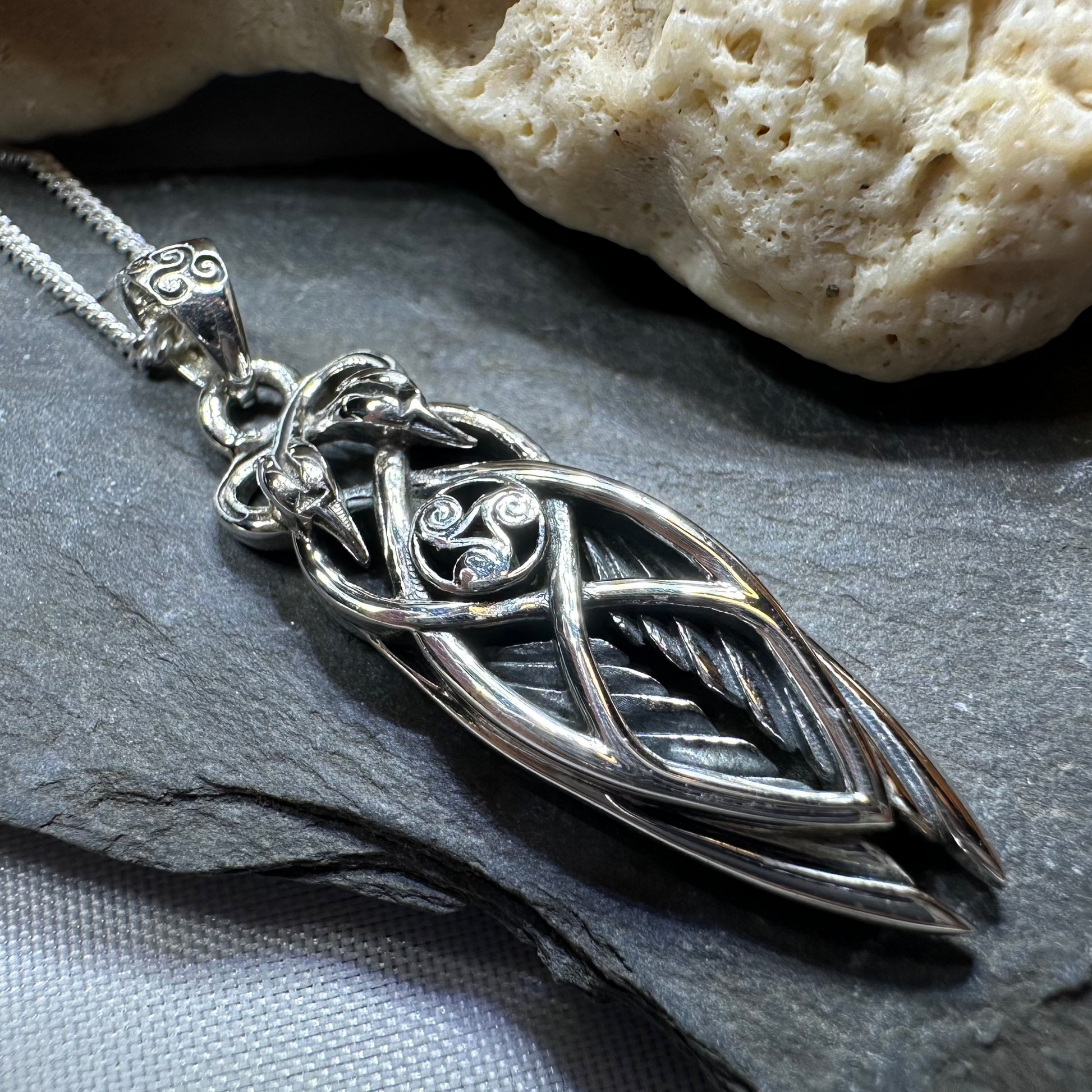 Art Deco Children of Lir Swan Necklace in Sterling Silver — view 5