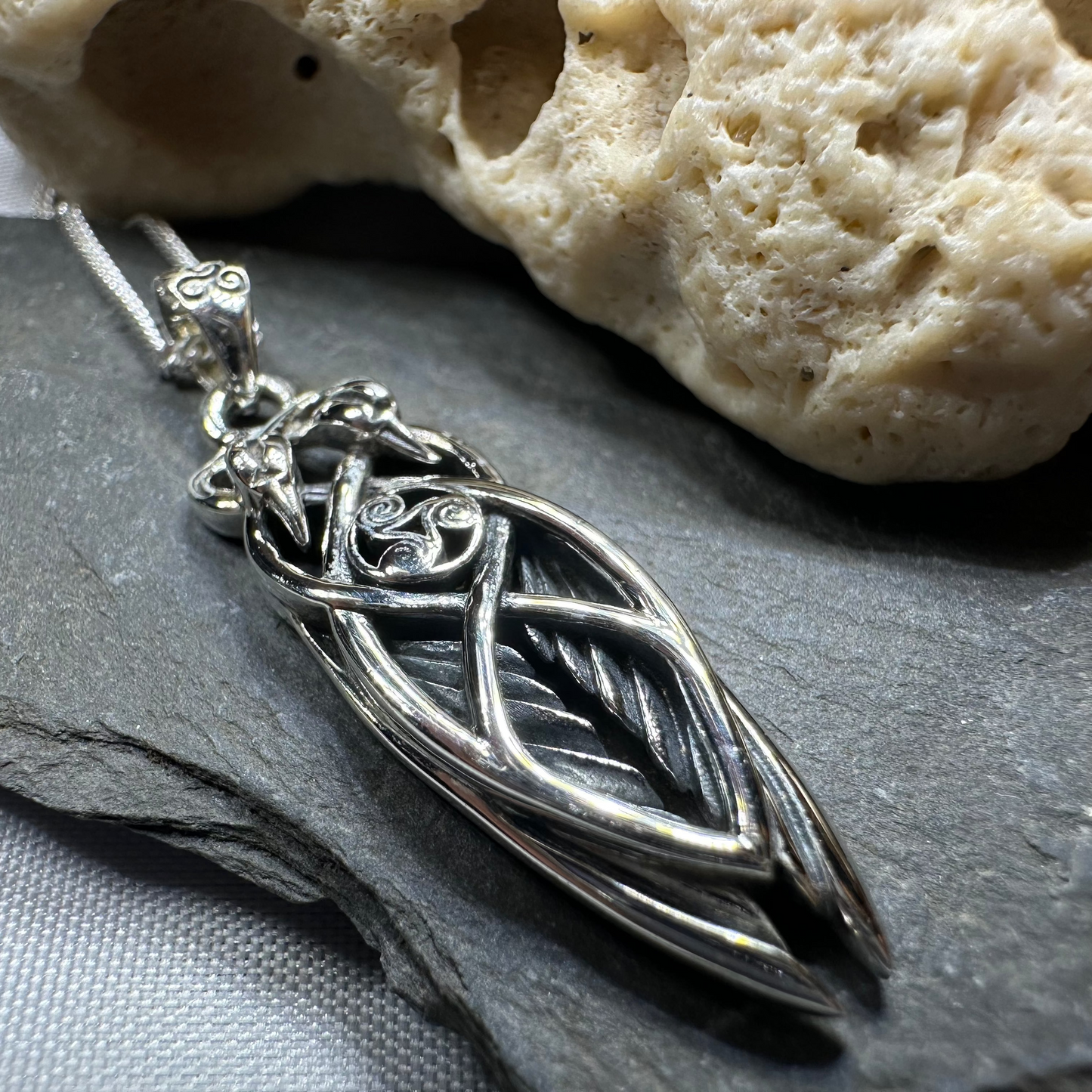 Art Deco Children of Lir Swan Necklace in Sterling Silver — view 9