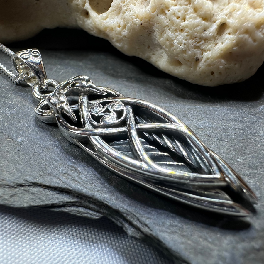 Art Deco Children of Lir Swan Necklace in Sterling Silver