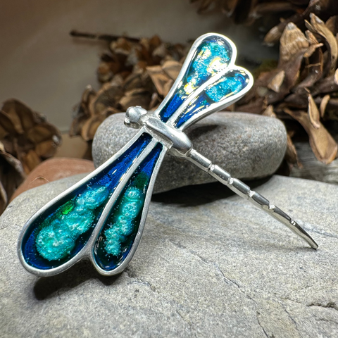 Load image into Gallery viewer, Blue Enamel Dragonfly Brooch for Women
