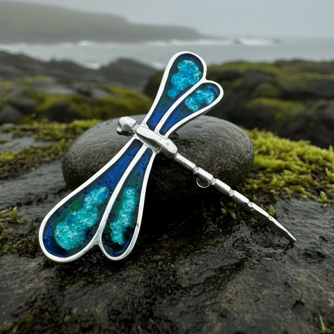 Load image into Gallery viewer, Blue Enamel Dragonfly Brooch for Women

