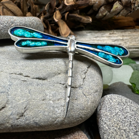 Load image into Gallery viewer, Blue Enamel Dragonfly Brooch for Women
