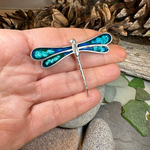 Load image into Gallery viewer, Blue Enamel Dragonfly Brooch for Women
