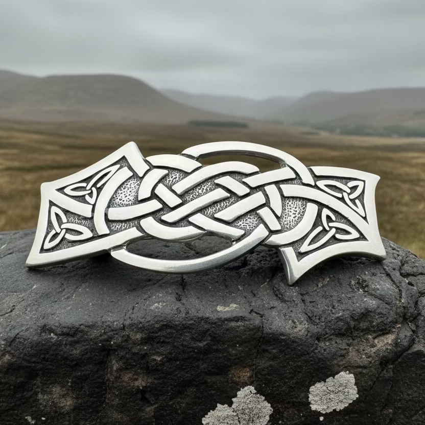 Celtic Wisdom Knot Hair Clip for Women in pewter