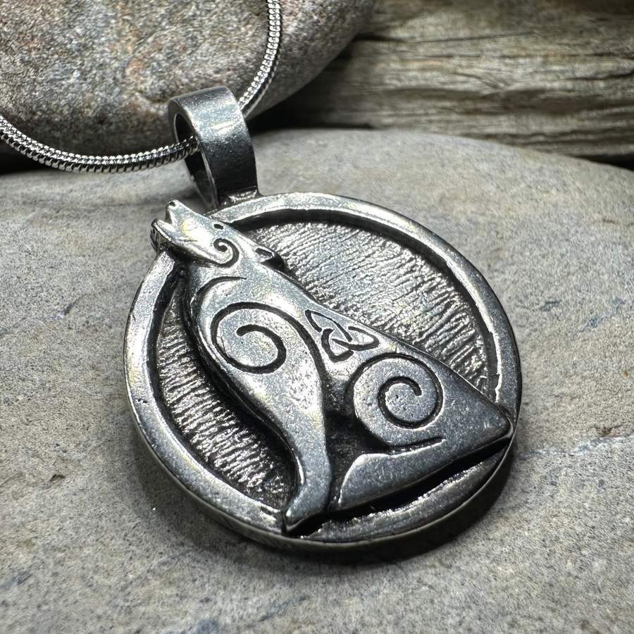 Celtic Wolf Pewter Necklace