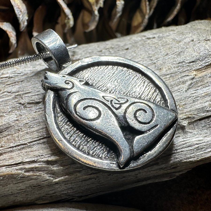 Celtic Wolf Pewter Necklace