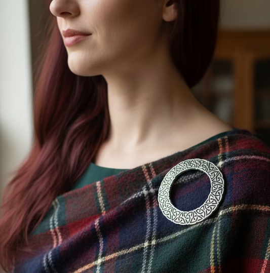 Cahir Celtic Trinity Knot Tartan Pin - Handmade in Scotland — view 5