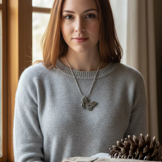 Celtic Butterfly Pewter Necklace — view 3