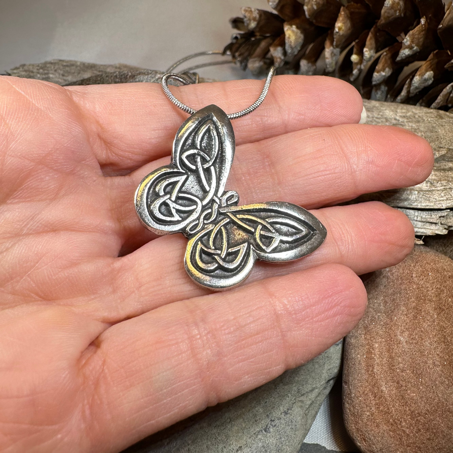 Celtic Butterfly Pewter Necklace