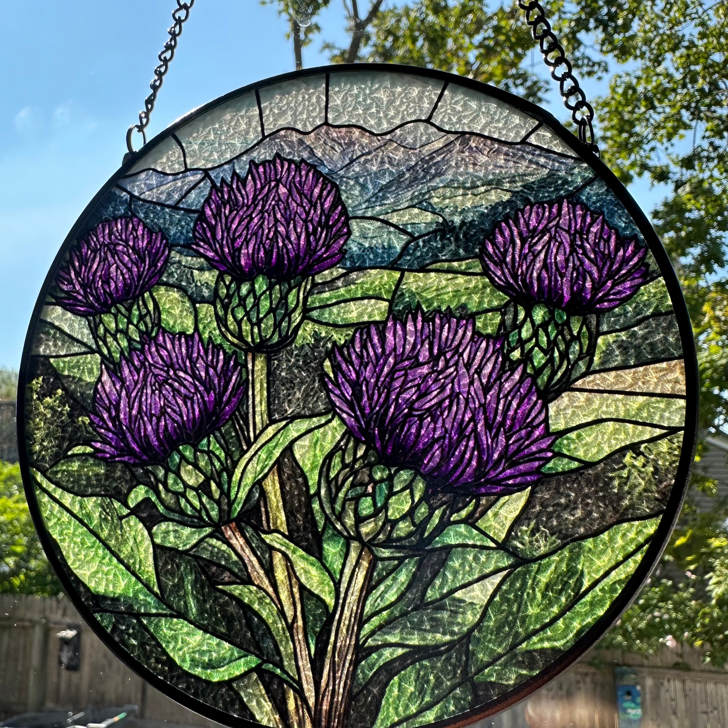 Scottish Highland Thistles Suncatcher